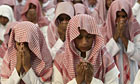 Saudi students at a prayer event in Riyadh