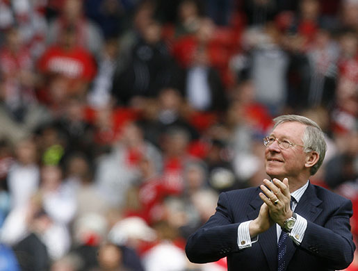 Alex Ferguson: Manchester United's coach Ferguson salutes the crowd