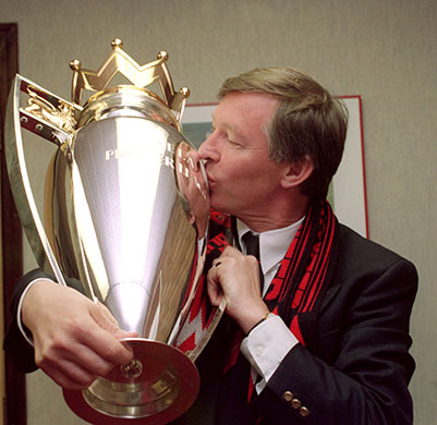 Alex Ferguson: Alex Ferguson with his first League Championship Trophy