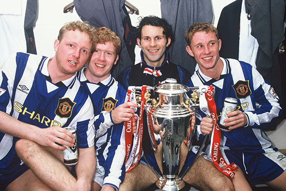 Alex Ferguson: United's kids with the 1996 Premiership trophy