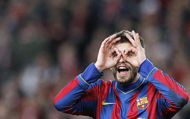 Wednesday football: Barcelona's Gerard Pique gives some advice to the officials