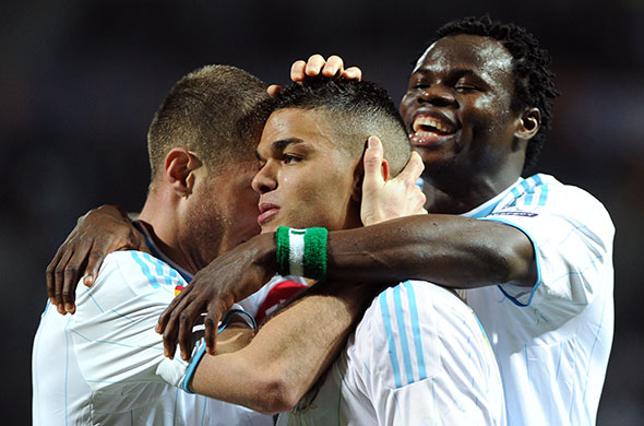 Europa League: Hatem Ben Arfa celebrates with team-mates