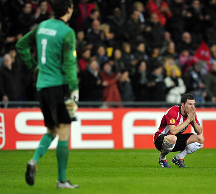 Europa League: Erik Pieters and goalkeeper Isaksson react as PSV go out on away goals