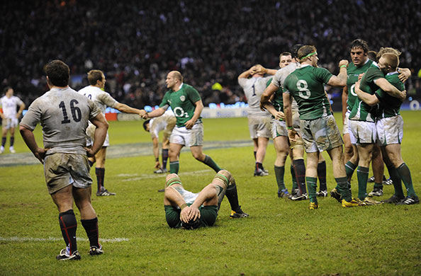 England v Ireland: The final whistle goes and the Irish are jubilent