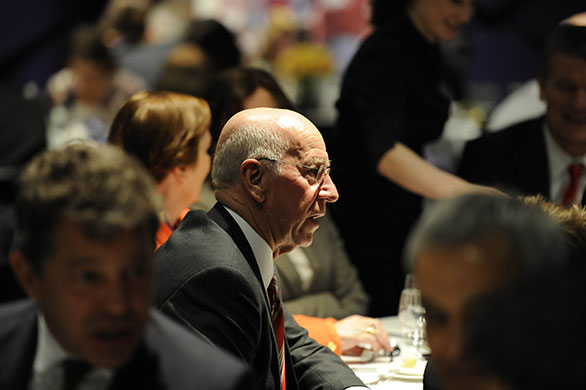 Carling Cup Final: 13:30 Sir Bobby Charlton listens to intently to Lord Mawhinney's speech