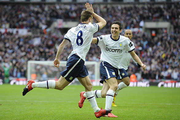 Carling Cup Final: 15:05 Milner celebrates after scoring