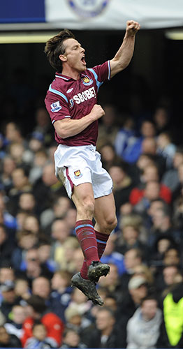 Chelsea v : Scott Parker celebrates equalising for West Ham