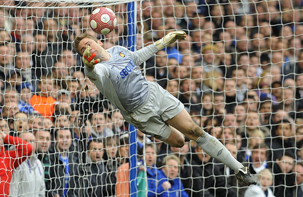 Chelsea v : Robert Green saves an Alex header