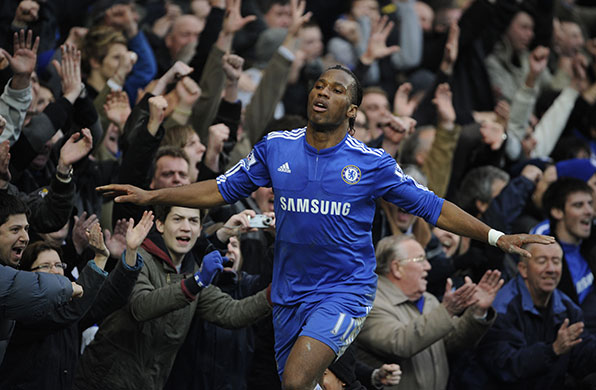 Chelsea v : Drogba celebrates scoring his second goal of the game