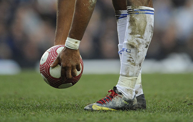 Chelsea v West Ham: Didier Drogba places the ball for a free-kick