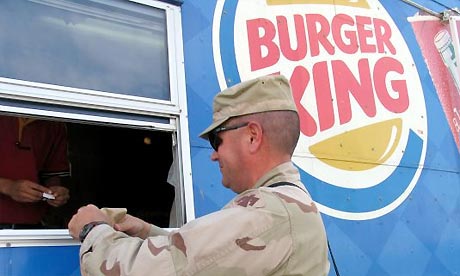 US soldier at Burger King outlet