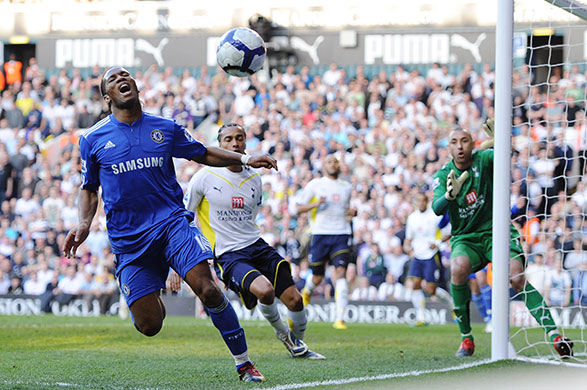 Title race gallery: Didier Drogba of Chelsea rues a missed chance against Tottenham Hotspur