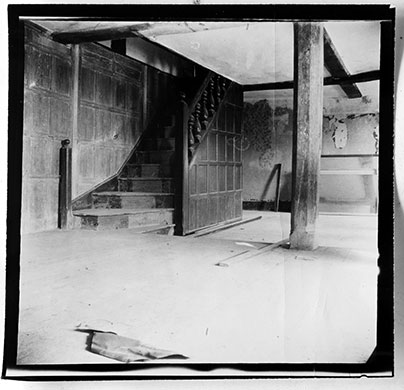 Hancox House: The hall at Hancox being renovated in 1907