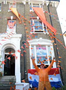 Holland fan Ludo Pinxt outside his house in south London