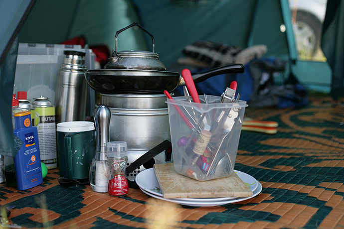 Me and my tent: Terri Banks and Suzie Stone