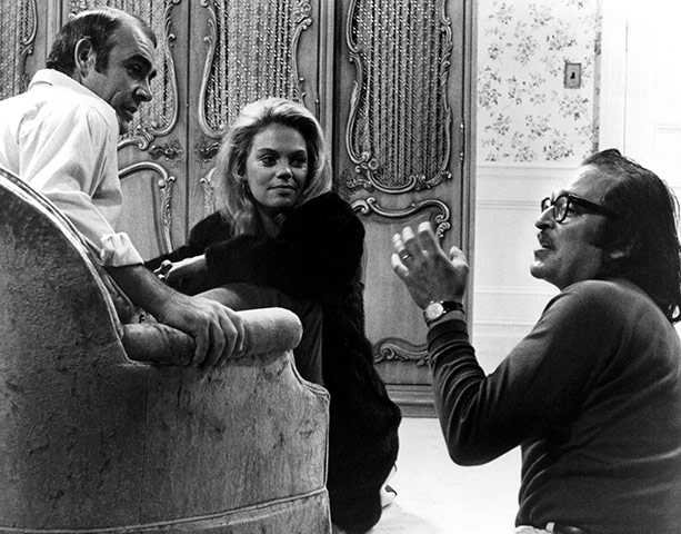 Sean Connery, Dyan Cannon and director Sidney Lumet on the set of The Anderson Tapes (1971).