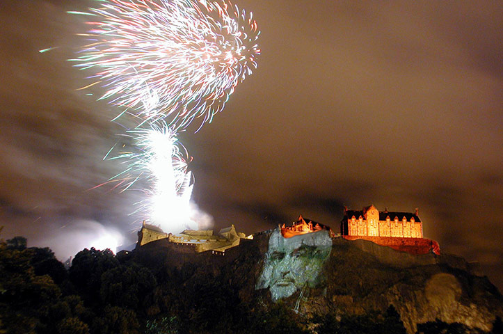 Connery’s face projected onto the rocks beneath Edinburgh castle to mark the opening of the Edinburgh film festival.
