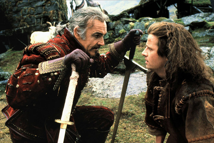 Looking into Christopher Lambert’s eyes in Highlander (1986).