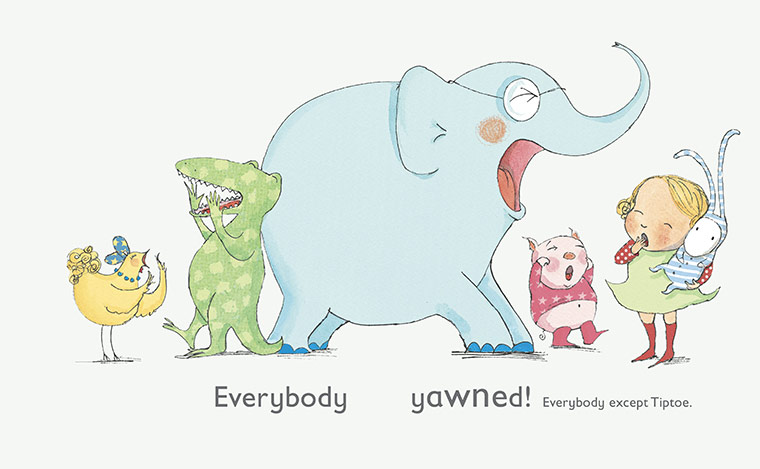 Goodnight Tiptoe by Polly Dunbar (part of the Tilly and Friends series, Walker Books,  2009)