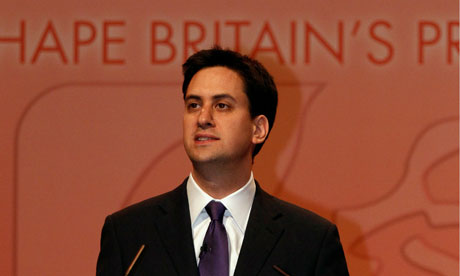 The new Labour leader, Ed Miliband, addresses the party faithful at the announcement in Manchester