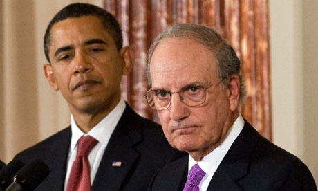 US special envoy to the Middle East, George Mitchell, with President Barack Obama