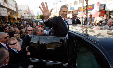 Middle East envoy Tony Blair in the West Bank city of Jenin