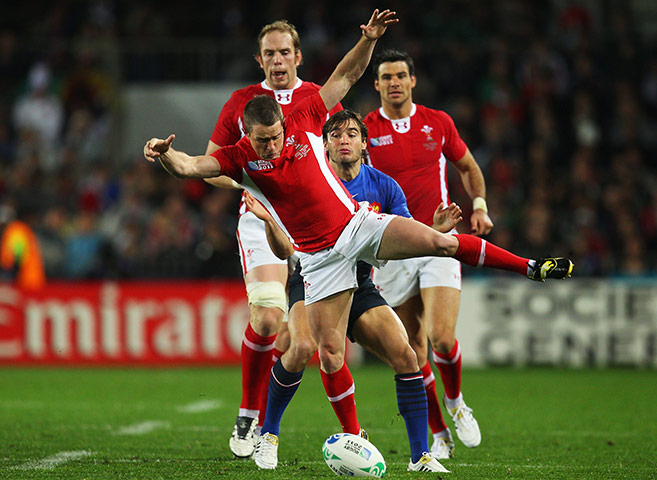 Wales v France RWC Semi: Alexis Palisson stops Shane Williams 