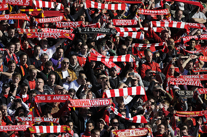 Liverpool v United: Liverpool fans sing before the match against Manchester United