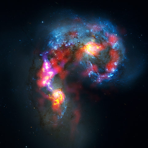 Alma opens its eyes: Antennae Galaxies composite of Alma and Hubble observations