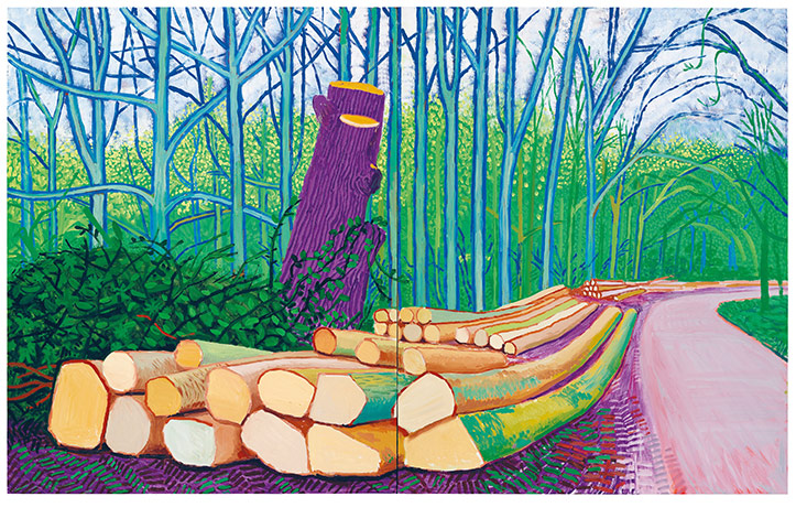 David Hockney book: Felled Trees on Woldgate 2008 oil on two canvases