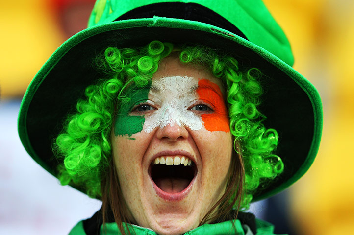 Ireland v Wales: Ireland fan before the Rugby World Cup quarter final versus Wales