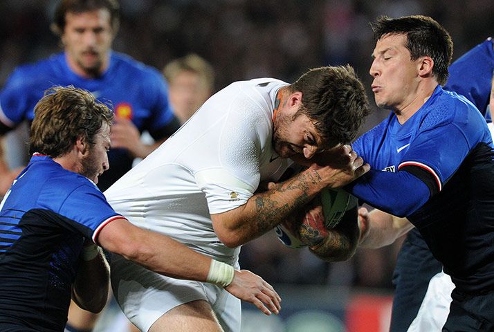 England v France: Mark Banahan is tackled 