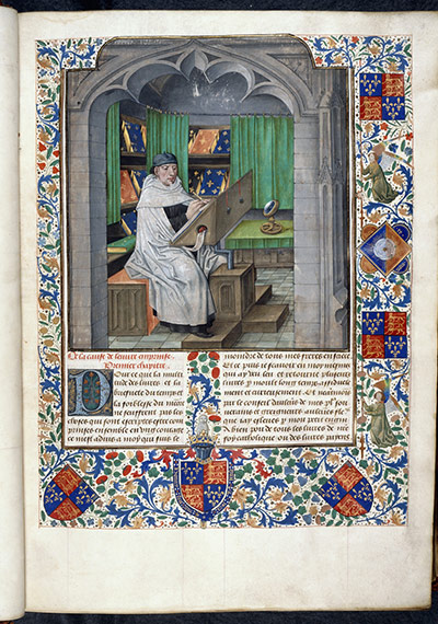 Genius of Illumination: Vincent of Beauvais at work in his study Miroir historial