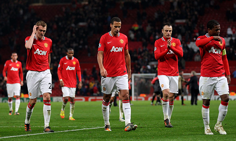 Tuesday Champions League: Dejected Manchester United players after the match against Benfica