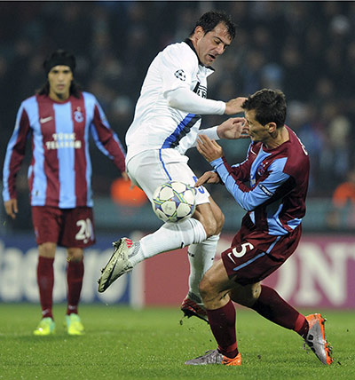 Tuesday Champions League: Trabzonspor's Marek Cech and Inter Milan's Dejan Stankovic