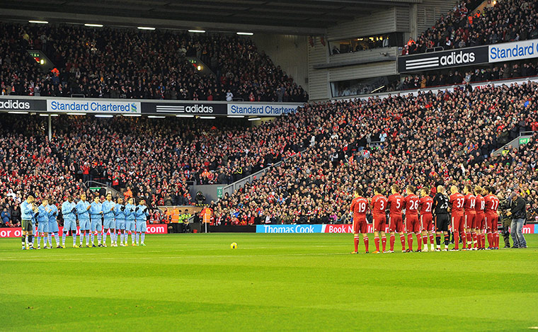 Sunday football: Minutes silence at Anfield 