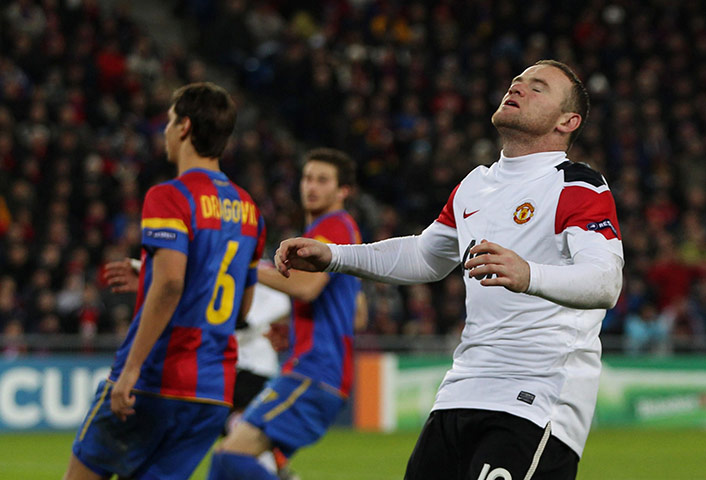 Champions League Wed: Wayne Rooney is dejected after a chance goes beggin