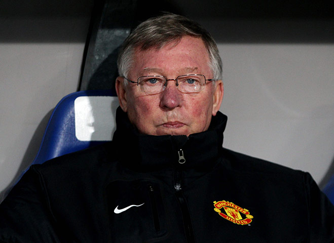 Champions League Wed: Sir Alex Ferguson looks angry in the dug-out