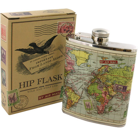 Travel gifts gallery: Original map hip flask