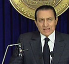 President Hosni Mubarak speaking on TV