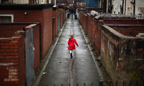 A young girl in the Gorton area of Manchester, one of the UK's child poverty hotspots