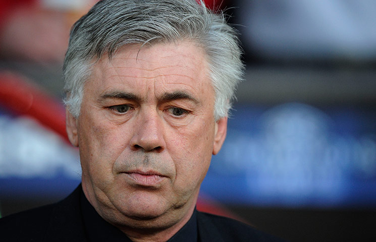 Man Utd v Chelsea: A pensive looking Carlo Ancelotti ahead of the match against Manchester Utd