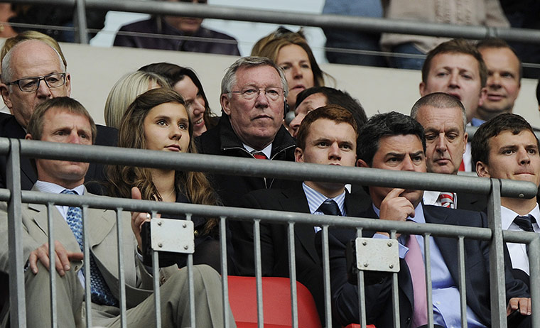 Man City v Man Utd: Alex Ferguson watching the FA Cup Semi-Final from the Royal Box