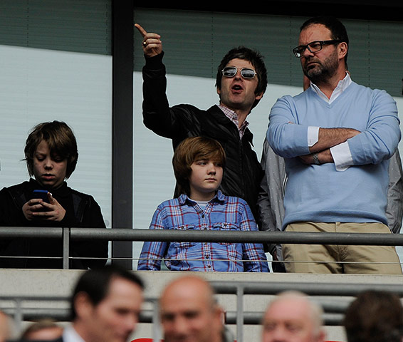 Man City v Man Utd: City fan Noel Gallagher takes in the atmoshere
