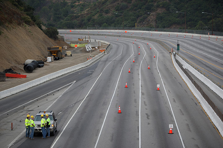 Carmageddon: One of the busiest freeways in California, the 405, stands vacant