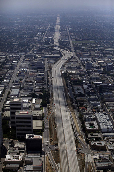 Carmageddon: A portion of the closed 405 freeway in Los Angeles