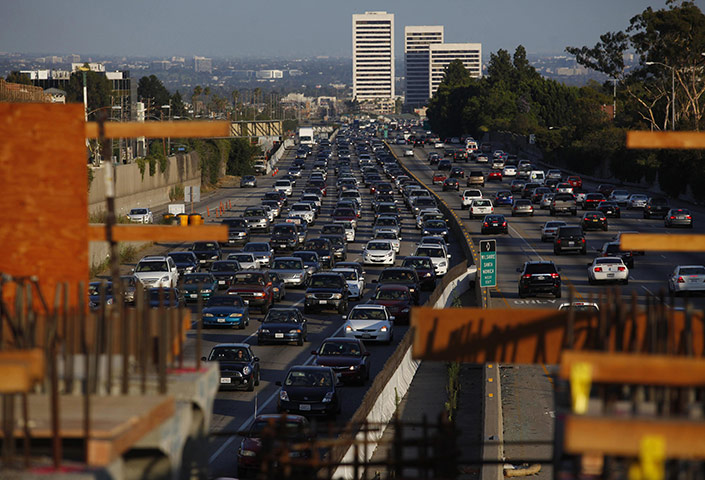 Carmageddon: Traffic moves slowly on the 405 freeway in Los Angeles