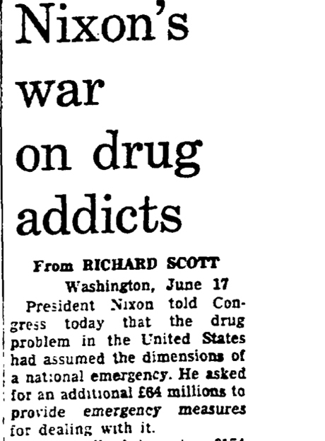 1971 Forty Years Since Nixons War On Drugs From The Guardian 