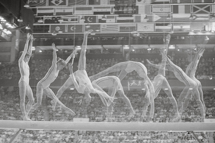 Olympic medals: Multiple exposure of Nadia Comaneci on the beam in 1976