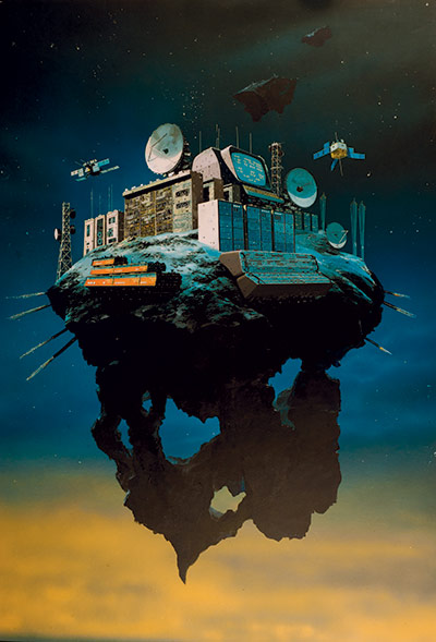 Chris Foss: Painting of Telereceptors on Asteroid